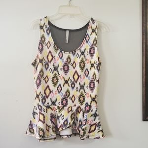 Geometric Print Peplum Top